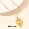 304 Stainless Steel Heart Pendant Necklaces for Men and Women, Real 18K Gold Plated, 15.75 inch(40cm), Pendant: 26x21mm