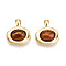 Oval Alloy Resin Pendants, Imitation Tiger Eye Pendants, Golden, 20.5x18x6mm, Hole: 4.5x3mm
