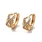 Brass Micro Pave Cubic Zirconia Hoop Earrings, Infinity, Light Gold, 15x8mm