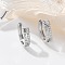 Brass Clear Cubic Zirconia Hoop Earrings, Ring, Platinum, 13x3.5mm