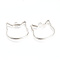 Rack Plating Alloy Kitten Open Back Bezel Pendants, for DIY UV Resin, Epoxy Resin, Pressed Flower Jewelry, Cat, Cadmium Free & Nickel Free & Lead Free, Platinum, 26x29x3.5mm, Hole: 2mm