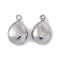 Non-Tarnish 304 Stainless Steel Pendants, Teardrop Charms, Stainless Steel Color, 15x9.5x5mm, Hole: 1mm