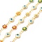 Enamel Flower and Glass Evil Eye Link Chain, with Brass Findings, Long-Lasting Plated, Soldered, with Spool, Colorful, 13x6.5x3mm, 13x7x2.5mm