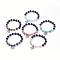 Natural Lava Rock Beads Charm Bracelets, with Alloy Pendants, Natural Gemstone and Non-magnetic Synthetic Hematite Beads, Burlap Packing, Tree of Life, 2-1/8 inch(54mm)