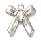 Rack Plating Alloy Pendants, with Rhinestone, Bowknot, Clear, 20x18x4mm, Hole: 2mm