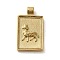 304 Stainless Steel Pendants, Rectangle with Constellations, Real 14K Gold Plated, Aries, 25x14x2mm, Hole: 2mm