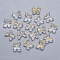 Transparent Spray Painted Glass Charms, with Glitter Powder, Butterfly, Clear, 9.5x11x3mm, Hole: 0.8mm