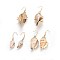 Electroplated Conch Shell Dangle Earrings, with 316 Surgical Stainless Steel Earring Hooks, 50.5~80.5mm, Pin: 0.7mm