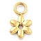 Ion Plating(IP) 304 Stainless Steel Charms, Flower Charm, Real 14K Gold Plated, 8x5x1.5mm, Hole: 2.2mm