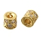 925 Sterling Silver Micro Pave Clear Cubic Zirconia Spacer Beads, Column, Real 18K Gold Plated, 3x3mm, Hole: 1.2mm