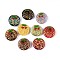 Flat Round with Mushroom Glass Beads, Golden Metal Enlaced, Mixed Color, 18x9mm, Hole: 0.9~1mm