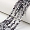 Electroplate Transparent Glass Beads Strands, Half Silver Plated, Faceted, Rondelle, Midnight Blue, 10x8mm, Hole: 1mm, about 60~61pcs/strand, 46~47cm