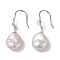 Anti-Tarnish Sterling Silver Dangle Earrings, with Natural Pearl and Cubic Zirconia, Jewely for Women, 33x11mm