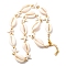 Natural Cowrie Shell & Starfish Synthetic Turquoise Beaded Necklaces for Women, with 304 Stainless Steel End Chains, Floral White, Golden, 16.77 inch(42.6cm)