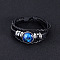 Luminous PU Leather Multi-strand Bracelets, Alloy Glass Charm Braided Bracelets, Leo, 7-1/8 inch(18cm)