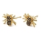 Rack Plating Brass Spider Stud Earrings with Cubic Zirconia, Lead Free & Cadmium Free, Real 18K Gold Plated, 8.5x12mm