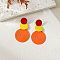 3-Round Alloy Dangle Stud Earrings, Golden, Dark Orange, 60x35mm