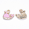 Alloy Enamel Charms, Whale Shape, Light Gold, Pink, 12.5x12.5x2mm, Hole: 1.8mm