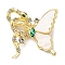 Butterfly & Snake Acrylic Pins, Alloy Rhinestone Brooches for Backpack Clothes, Golden, 35.5x36.5mm