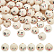 60Pcs 6 Styles Printed Wood European Beads, Large Hole Beads, Round with Expression Pattern, Undyed, Cornsilk, 19~20x17~17.5mm, Hole: 4.5~5mm, 10pcs/style