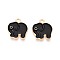 Alloy Enamel Charms, Elephant Charm, Golden, Black, 15x14x2mm, Hole: 1.8mm