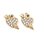 304 Stainless Steel with Clear Cubic Zirconia Charms, Heart & Arrow, Ion Plating(IP), Real 18K Gold Plated, 9x16.5x3mm, Hole: 3mm