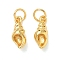 Brass Pendants, Conch-Shaped Charms, Long-Lasting Plated, Lead Free & Cadmium Free, Rack Plating, with Jump Ring, Real 24K Gold Plated, 13.5x5.3x5mm, Hole: 3.5mm