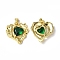 Brass Micro Pave Cubic Zirconia Pendants, Cadmium Free & Nickel Free & Lead Free, Real 18K Gold Plated, Heart Charms, Green, 20x18.5x5mm, Hole: 4.5x2mm