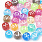 Transparent Acrylic Beads, Horizontal Hole, Mixed Letters, Flat Round, Mixed Color, 7x4mm, Hole: 1.5mm, about 370pcs/50g
