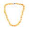 Round Natural Yellow Jade Beaded Necklaces, with Stainless Steel Lobster Claw Clasps, Stainless Steel Color, 18.50 inch(47cm)