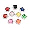 Polymer Clay Love Heart Beads with CCB Plastic Square Frame Connector Charms, with Brass Double Loops, Platinum, Mixed Color, 20~21x14x4~4.5mm, Hole: 1.5~2mm