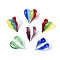 Handmade Lampwork Beads, Heart, Mixed Color, 18.5~20.5x17~18.5x10.5~12mm, Hole: 1.6~1.8mm