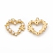 Eco-Friendly Brass Micro Pave Cubic Zirconia Pendants, with Jump Ring & Plastic Imitation Pearl, Lead Free & Cadmium Free, Long-Lasting Plated, Heart with Flower Charm, Real 18K Gold Plated, 19x21.5x4mm, Hole: 3.5mm