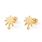 201 Stainless Steel Stud Earring Findings, with 304 Stainless Steel Pins, Horizontal Loops and Ear Nuts, Maple Leaf, Real 24K Gold Plated, 11x10mm, Hole: 1mm, Pin: 0.8mm