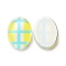 Transparent Acrylic Cabochons, for Earrings Accessories, Oval with Tartan Pattern, Yellow, 18.7x13.8x3.3mm