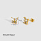 Fashionable 304 Stainless Steel Cubic Zirconia Stud Earrings, Real 18K Gold Plated, Butterfly, 7.8x8.8mm