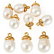 6Pcs Natural Cultured Freshwater Pearl Pendants, with Brass Findings, Golden, 15mm, 6pcs/set