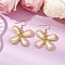 304 Stainless Steel Dangle Earrings, with Butterfly Glass Woven Pendants and Teardrop Acrylic Imitation Pearl Beads, Golden, 46.5x34.7mm