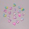 Transparent Resin Cabochons, with Glitter, Two Tone, Heart, Mixed Color, 23~25x26.5x7.2mm