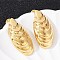 304 Stainless Steel Stud Earrings, Ion Plating(IP), Stripe, Real 14K Gold Plated, Teardrop, 32.5x15.5mm