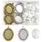 DIY Pendant Making Kits, include Oval Alloy Pendant Cabochon Settings, Glass Cabochons, Antique Silver & Antique Golden, 39x29x2mm, Hole: 2.5mm