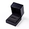 Plastic Jewelry Boxes, Covered with Imitation Leather, Rectangle, Black, 6x6.5x5cm