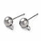 Non-Tarnish 304 Stainless Steel Ball Post Stud Earring Findings, with Loop and 316 Surgical Stainless Steel Pin, Stainless Steel Color, 15x7x4mm, Hole: 1.8mm, Pin: 0.7mm