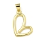 Rack Plating Brass Pendants, Long-Lasting Plated, Lead Free & Cadmium Free, Heart, Real 18K Gold Plated, 16x20x1.5mm, Hole: 4x3.5mm