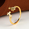 Christmas Theme Brass Cuff Rings for Women, Elk & Christmas Tree, Golden, Inner Diameter: 17mm