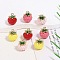 Alloy Enamel Charms, Golden, Mixed Color, Fruit, 14x11mm, Hole: 1.2mm