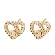 Серьги-гвоздики в форме сердца из латуни с прозрачным фианитом и прозрачным фианитом EJEW-F400-28B-G-4