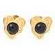 Серьги-гвоздики в форме сердца из натурального обсидиана и ионного покрытия (IP) из нержавеющей стали 304 EJEW-A118-04G-01-4