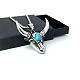 Мужские винтажные ожерелья с подвеской в виде головы коровы из нержавеющей стали с паве из синтетической бирюзы GA2673-2