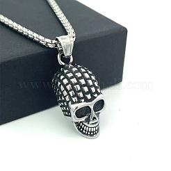 Винтажные ожерелья с подвеской в виде черепа из нержавеющей стали для унисекс VK9912